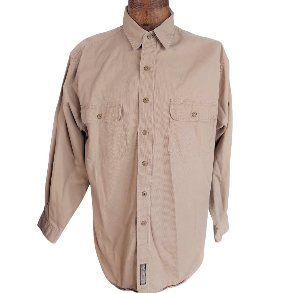 VTG ABERCROMBIE & FITCH Men's Tan Fine Wale Corduroy Safari Shirt Size Medium